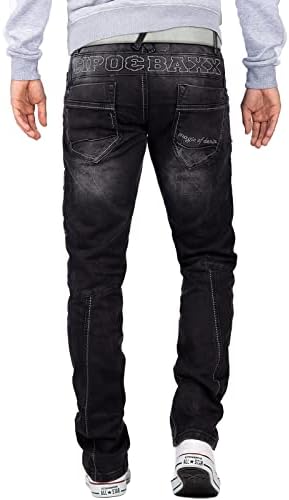 Cipo & Baxx Herren Jeans - Stylische Denim-Mode mit hohem Markanten_design | Regular & Slim Fit | Stonewashed Effect des