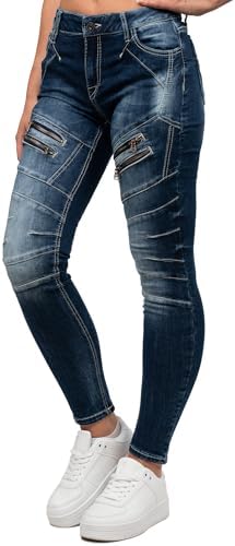 Cipo & Baxx Damen Jeans – Stylische Slim & Regular Fit Hosen mit Stretch & Used-Look | Bequeme Passform, modisches Desig