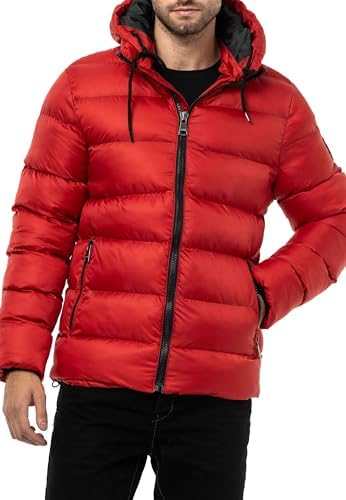 Cipo & Baxx Herren Mantel – Stylische Winterjacke mit warmem Innenfutter und abnehmbarer Kapuze für kalte Tage