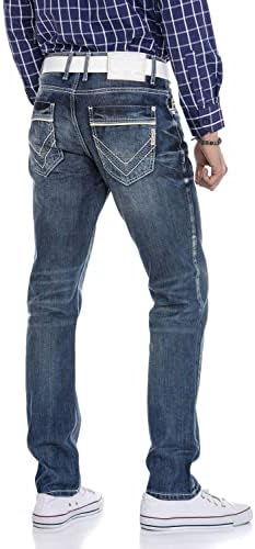 Cipo & Baxx Herren Jeans - Straight Fit mit modischen Waschungen, Nähten & Used-Look Details - Regular Denim - Trendige