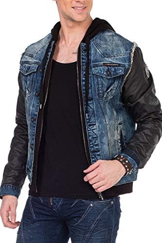 Cipo & Baxx Herren Hybrid-Denimjacke - Versatile Farben, Modisch und Komfortabel - für City und Outdoor - mit Knopf und