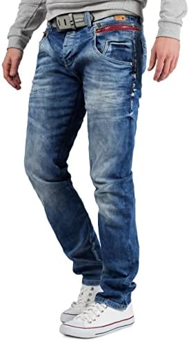 Cipo & Baxx Herren Jeans - Stilvolle Regular-Fit Denim mit Kontrastnähten | Bequeme & Modische Jeans für Männer | Stone-