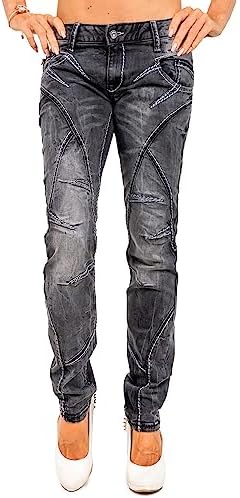 Cipo & Baxx Damen Jeans – Stylische Slim & Regular Fit Hosen mit Stretch & Used-Look | Bequeme Passform, modisches Desig