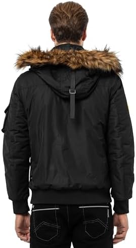 Cipo & Baxx Herren Mantel – Stylische Winterjacke mit warmem Innenfutter und abnehmbarer Kapuze für kalte Tage