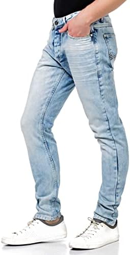 Cipo & Baxx Herren Jeans - Straight Fit mit modischen Waschungen, Nähten & Used-Look Details - Regular Denim