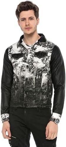 Cipo & Baxx Herren Hybrid-Denimjacke - Versatile Farben, Modisch und Komfortabel - für City und Outdoor - mit Knopf und