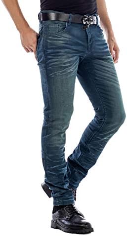 Cipo & Baxx Herren Jeans - Straight Fit mit modischen Waschungen, Nähten & Used-Look Details - Regular Denim