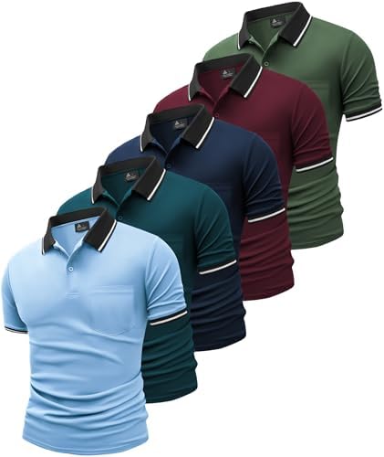 SwissWell 5er Pack Herren Polo T-Shirt Atmungsaktiv leicht Golfessen