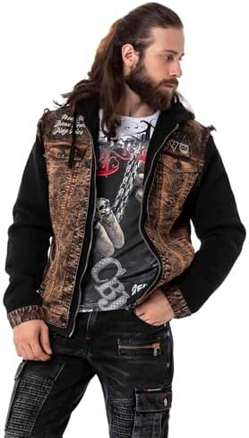 Cipo & Baxx Herren Hybrid-Denimjacke - Versatile Farben, Modisch und Komfortabel - für City und Outdoor - mit Knopf und