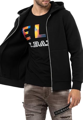 Cipo & Baxx Herren Sweatjacke Hoodie Serie - Stylischer Pullover im Modernen Casual Streetwear Stil für den Alltag, Frei