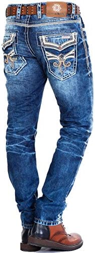Cipo & Baxx Herren Jeans - Straight Fit mit modischen Waschungen, Nähten & Used-Look Details - Regular Denim