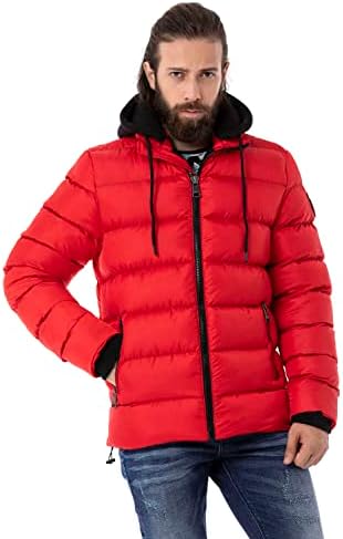 Cipo & Baxx Herren Mantel – Stylische Winterjacke mit warmem Innenfutter und abnehmbarer Kapuze für kalte Tage