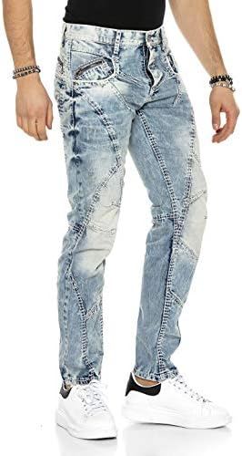 Cipo & Baxx Herren Jeans Hose Look Röhrenjeans Straight Fit Kontrastnähte Trendyhose | Cipo & Baxx Herren Jeans Hose Us