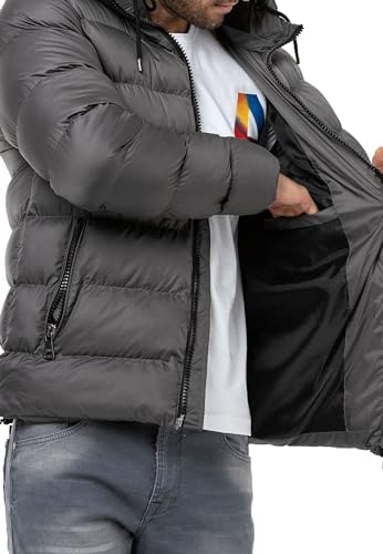 Cipo & Baxx Herren Mantel – Stylische Winterjacke mit warmem Innenfutter und abnehmbarer Kapuze für kalte Tage