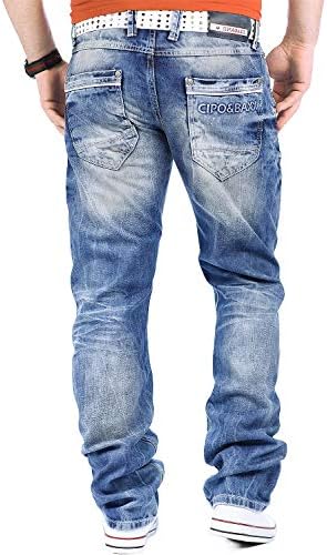 Cipo & Baxx Herren Jeans - Stilvolle Regular-Fit Denim mit Kontrastnähten | Bequeme & Modische Jeans für Männer | Stone-