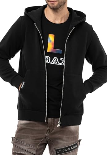 Cipo & Baxx Herren Sweatjacke Hoodie Serie - Stylischer Pullover im Modernen Casual Streetwear Stil für den Alltag, Frei