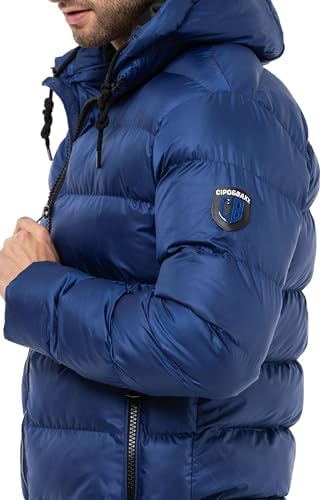 Cipo & Baxx Herren Mantel – Stylische Winterjacke mit warmem Innenfutter und abnehmbarer Kapuze für kalte Tage