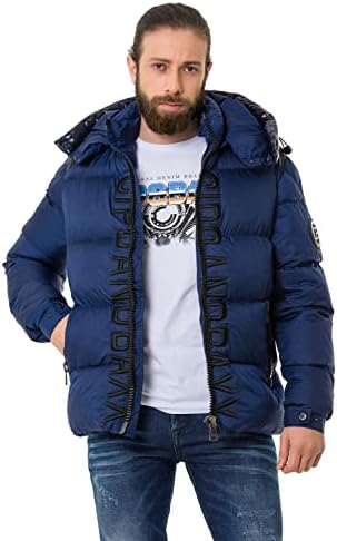 Cipo & Baxx Herren Mantel – Stylische Winterjacke mit warmem Innenfutter und abnehmbarer Kapuze für kalte Tage