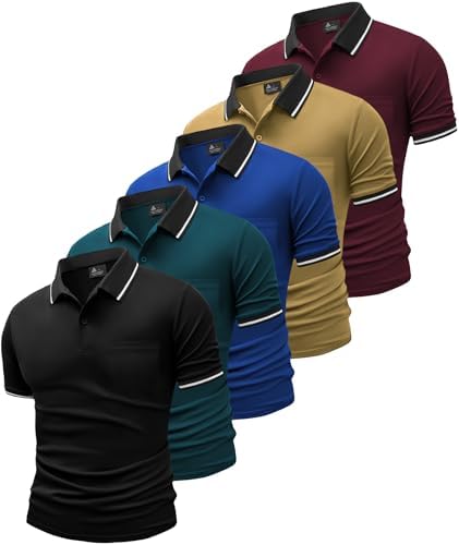 SwissWell 5er Pack Herren Polo T-Shirt Atmungsaktiv leicht Golfessen