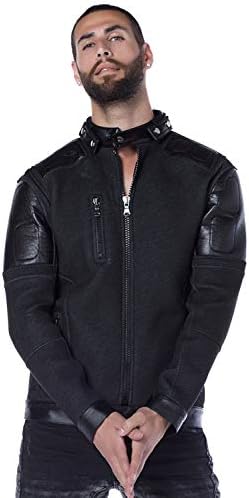 Cipo & Baxx Herren Jeansjacke – Klassisch, Leder, Sport – Knopf und Reißverschluss – Sweat-Kapuze und Sweatärmeln – Mode