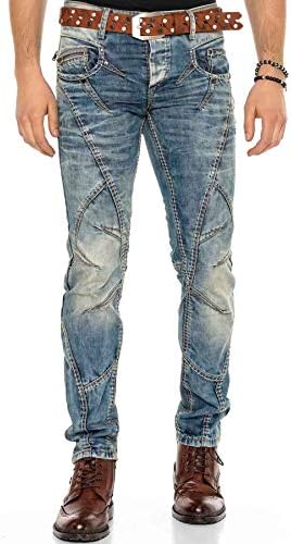 Cipo & Baxx Herren Jeans Hose Look Röhrenjeans Straight Fit Kontrastnähte Trendyhose | Cipo & Baxx Herren Jeans Hose Us