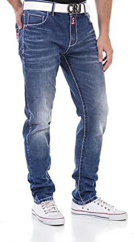 Cipo & Baxx Herren Jeans Hose Look Röhrenjeans Straight Fit Kontrastnähte Trendyhose | Cipo & Baxx Herren Jeans Hose Us