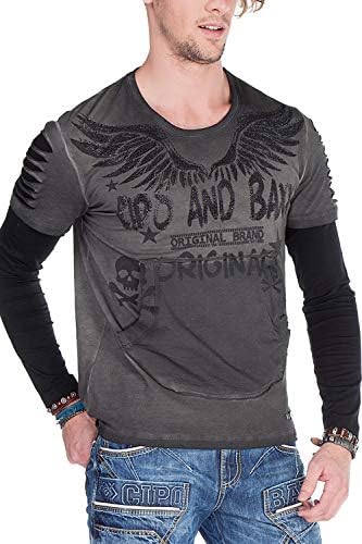 Cipo & Baxx Herren Sweatshirt Longsleeve Langarmshirt - Anthracite Gr. XL