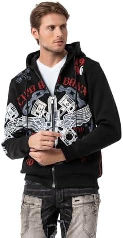Cipo & Baxx Herren Sweatjacke Hoodie – Stylischer Pullover für Streetwear-Begeisterte mit Reißverschluss & Kapuze für Fr