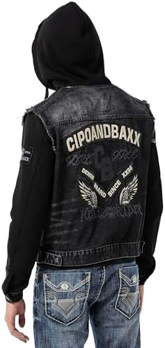 Cipo & Baxx Herren Hybrid-Denimjacke - Versatile Farben, Modisch und Komfortabel - für City und Outdoor - mit Knopf und