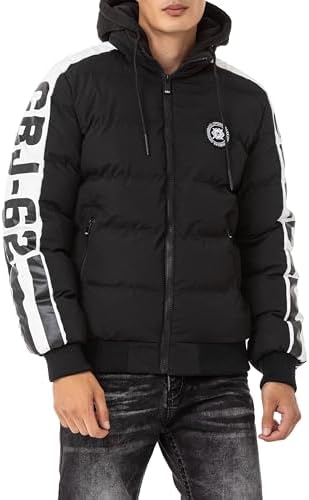 Cipo & Baxx Herren Mantel – Stylische Winterjacke mit warmem Innenfutter und abnehmbarer Kapuze für kalte Tage