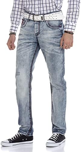 Cipo & Baxx Herren Jeans Hose Look Röhrenjeans Straight Fit Kontrastnähte Trendyhose | Cipo & Baxx Herren Jeans Hose Us