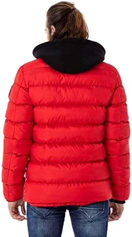 Cipo & Baxx Herren Mantel – Stylische Winterjacke mit warmem Innenfutter und abnehmbarer Kapuze für kalte Tage