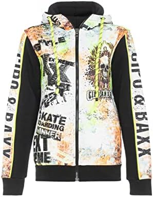 Cipo & Baxx Herren Sweatjacke Hoodie – Stylischer Pullover für Streetwear-Begeisterte mit Reißverschluss & Kapuze für Fr