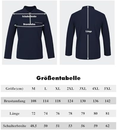 HMIYA Herren Poloshirt Langarm Baumwoll-Atmungsaktiv Casual T-Shirts Organic Standard Blended – Bild 6