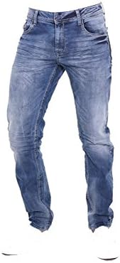 Cipo & Baxx Herren Jeans - Straight Fit mit modischen Waschungen, Nähten & Used-Look Details - Regular Denim - Trendige