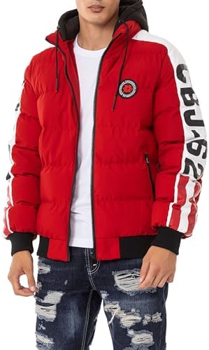 Cipo & Baxx Herren Mantel – Stylische Winterjacke mit warmem Innenfutter und abnehmbarer Kapuze für kalte Tage