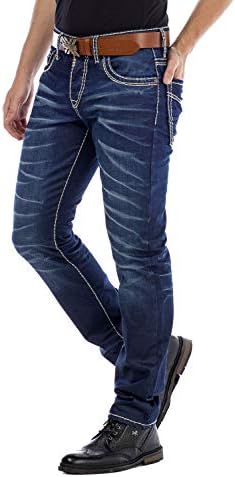 Cipo & Baxx Herren Jeans Hose Look Röhrenjeans Straight Fit Kontrastnähte Trendyhose | Cipo & Baxx Herren Jeans Hose Us