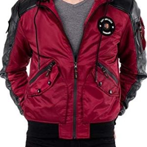 Cipo & Baxx Herren Bomberjacke - College Jacke, Biker Stil, Kapuze, CM134, Rot, Übergangsjacke