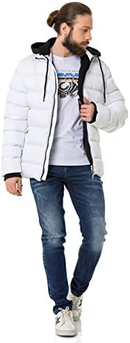 Cipo & Baxx Herren Mantel – Stylische Winterjacke mit warmem Innenfutter und abnehmbarer Kapuze für kalte Tage