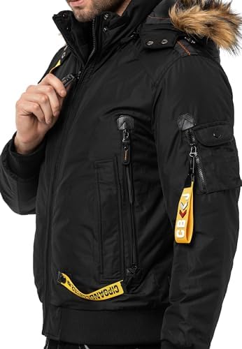 Cipo & Baxx Herren Mantel – Stylische Winterjacke mit warmem Innenfutter und abnehmbarer Kapuze für kalte Tage