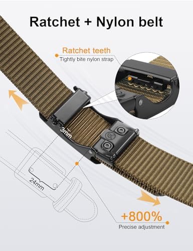 JUKMO Automatik Gürtel für Herren, robustes Nylon, 3,8cm Breite, praktische Ratsche-Funktion | JUKMO Herren Automatik G