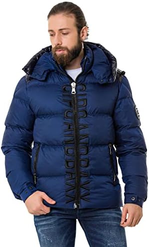 Cipo & Baxx Herren Mantel – Stylische Winterjacke mit warmem Innenfutter und abnehmbarer Kapuze für kalte Tage