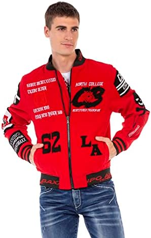 Cipo & Baxx Herren Jeansjacke – Klassisch, Leder, Sport – Knopf und Reißverschluss – Sweat-Kapuze und Sweatärmeln – Mode