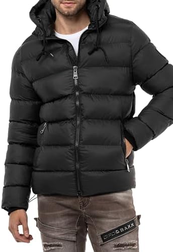 Cipo & Baxx Herren Mantel – Stylische Winterjacke mit warmem Innenfutter und abnehmbarer Kapuze für kalte Tage
