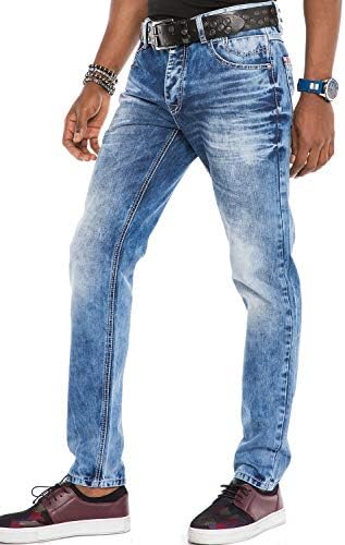 Cipo & Baxx Herren Jeans Hose Look Röhrenjeans Straight Fit Kontrastnähte Trendyhose | Cipo & Baxx Herren Jeans Hose Us