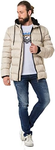 Cipo & Baxx Herren Mantel – Stylische Winterjacke mit warmem Innenfutter und abnehmbarer Kapuze für kalte Tage