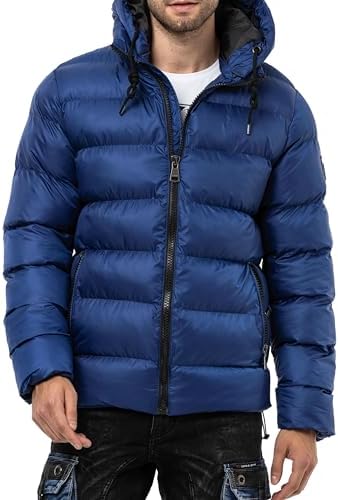 Cipo & Baxx Herren Mantel – Stylische Winterjacke mit warmem Innenfutter und abnehmbarer Kapuze für kalte Tage
