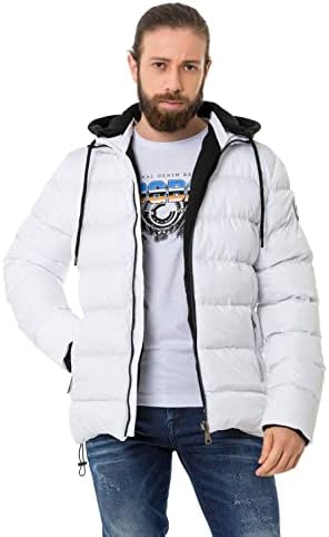 Cipo & Baxx Herren Mantel – Stylische Winterjacke mit warmem Innenfutter und abnehmbarer Kapuze für kalte Tage