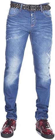 Cipo & Baxx Herren Jeans - Straight Fit mit modischen Waschungen, Nähten & Used-Look Details - Regular Denim - Trendige