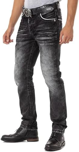 Cipo & Baxx Herren Jeans Hose Look Röhrenjeans Straight Fit Kontrastnähte Trendyhose | Cipo & Baxx Herren Jeans Hose Us